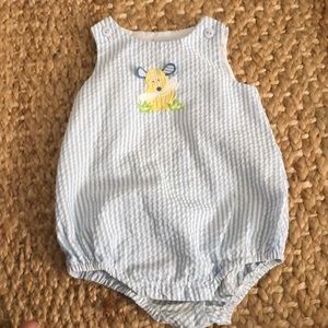 Florence eiserman blue seersucker romper size 9m